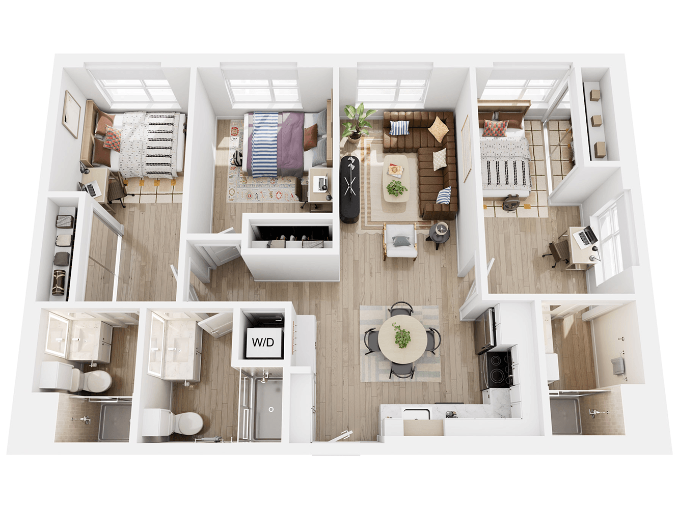 west 3 bed 3 bath floor plan